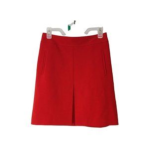 Loft A Line Skirt Womens 2 Petite Red Pleated Knee Length Pockets Stretch Rayon